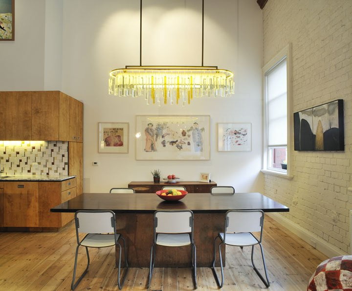 dining area in warehouse conversion